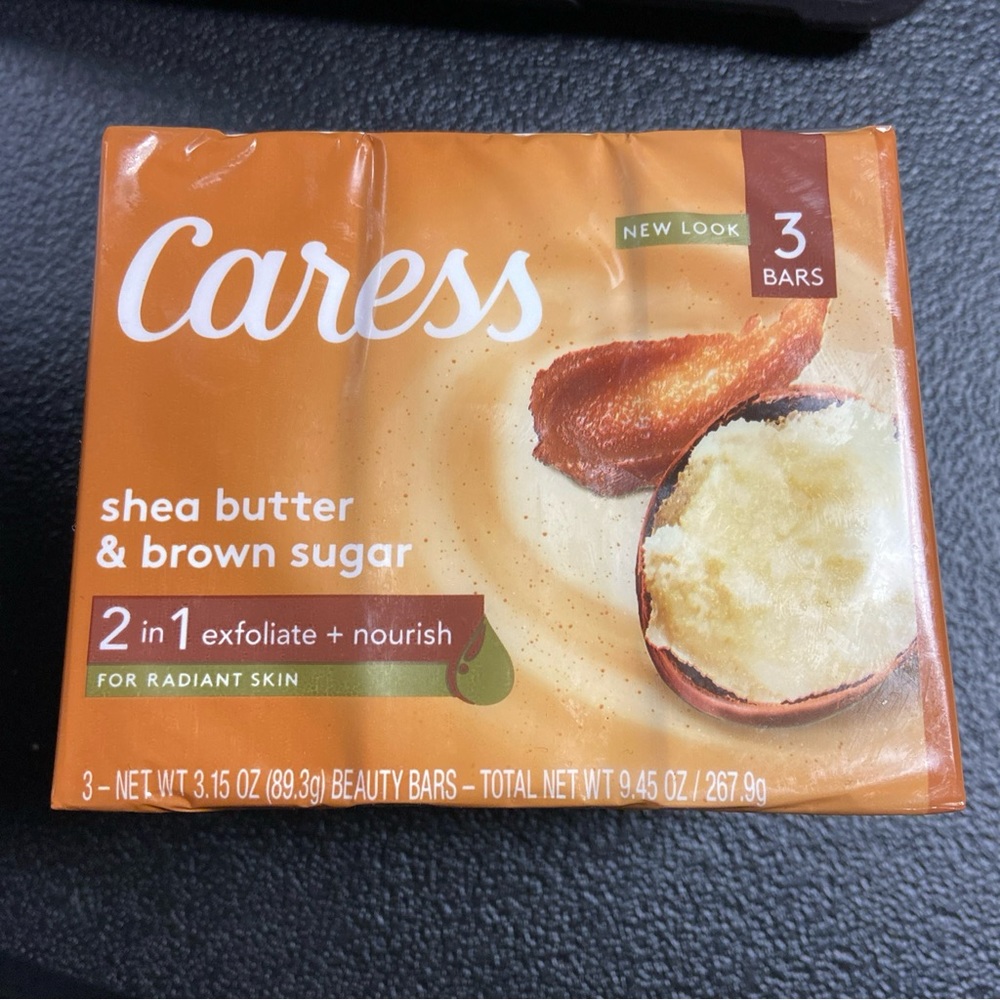 CARESS (3 PACK) 3.15 OZ. BARS 2-IN-1 SHEA BUTTER & BROWN SUGAR BEAUTY BARS.